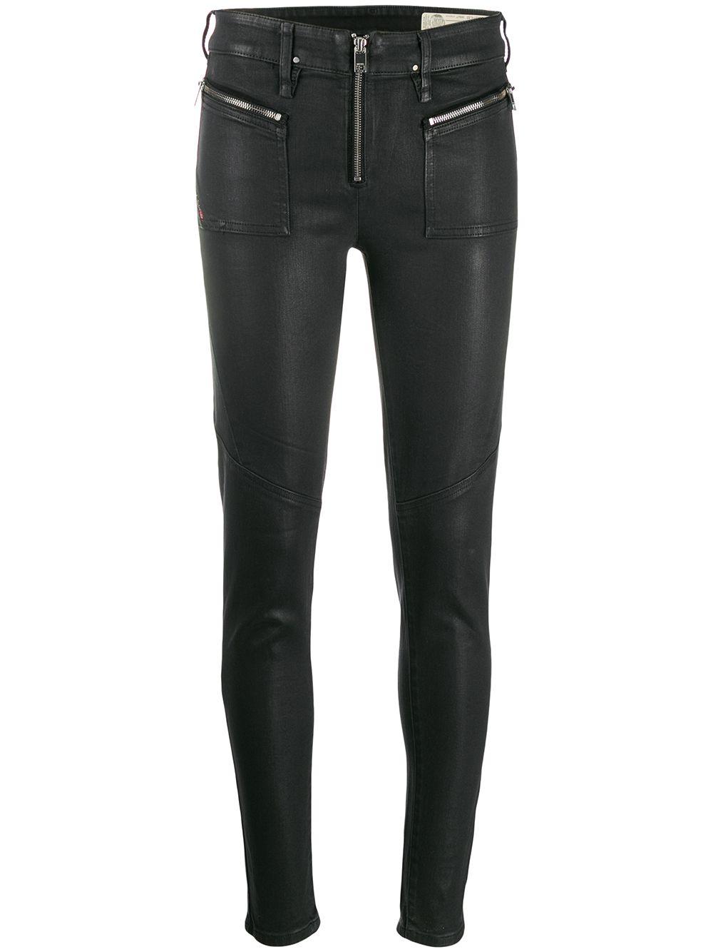 DIESEL Denim Slandy Super Skinny Waxed Jeans in Black - Lyst