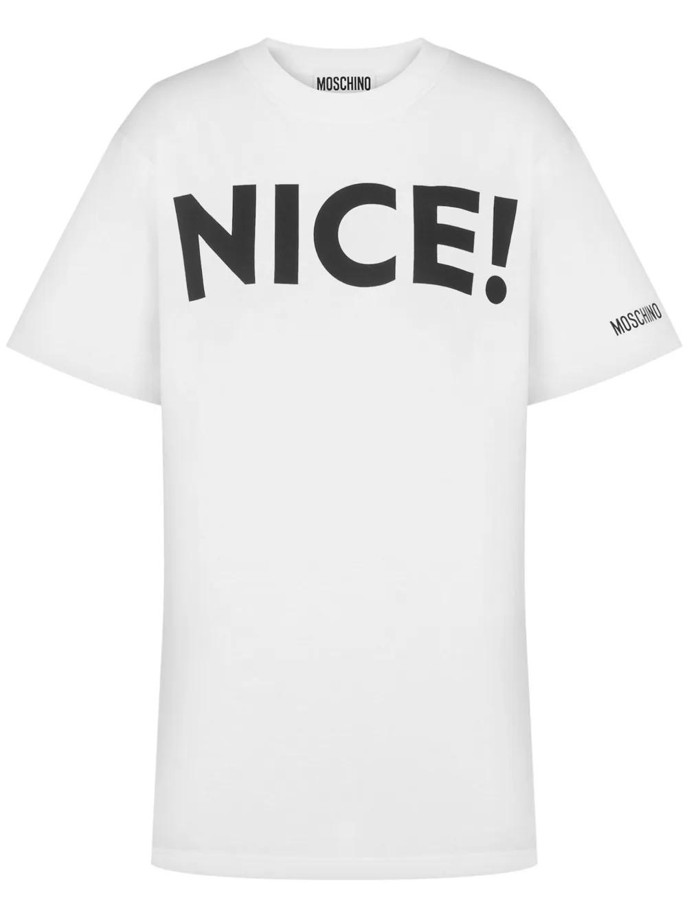 【関税&送料込】Moschino T-Shirt Nice Moschino 'Nice! T-Shirt in White | Lyst UK