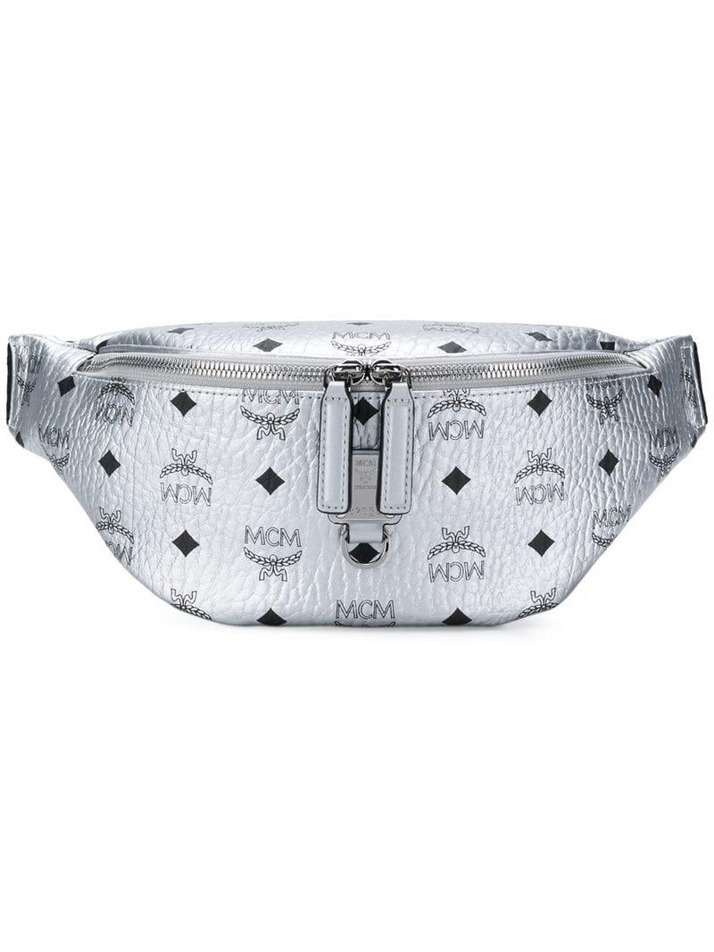 silver mcm belt