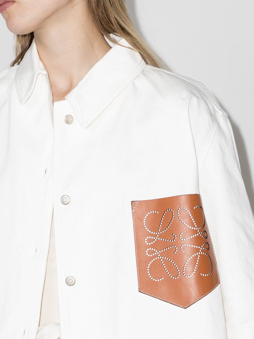 Loewe Cotton Calf Leather Pocket Shirt in White | Lyst
