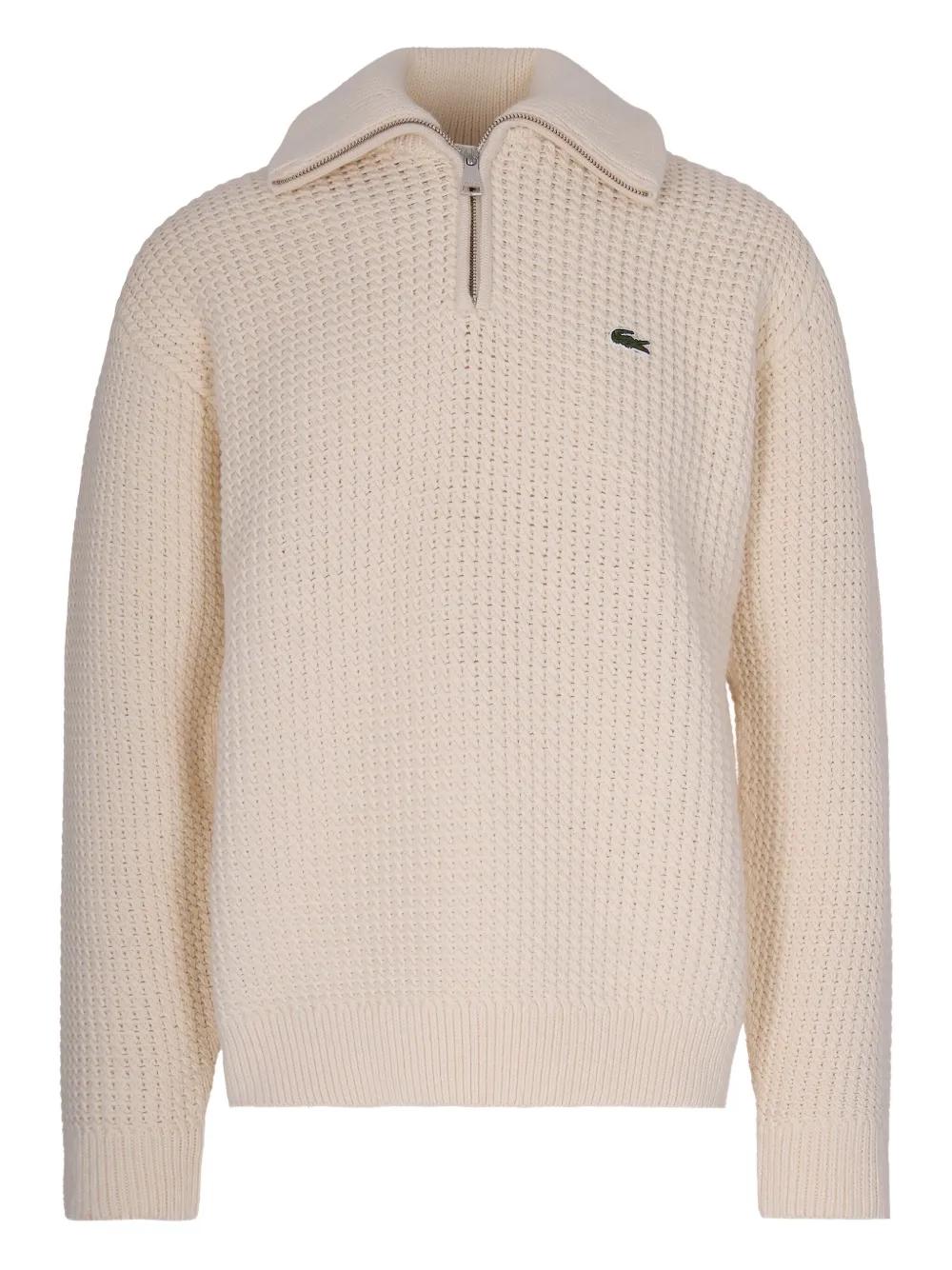 Lacoste Zip Waffle Knitwear in Natural for Men Lyst UK
