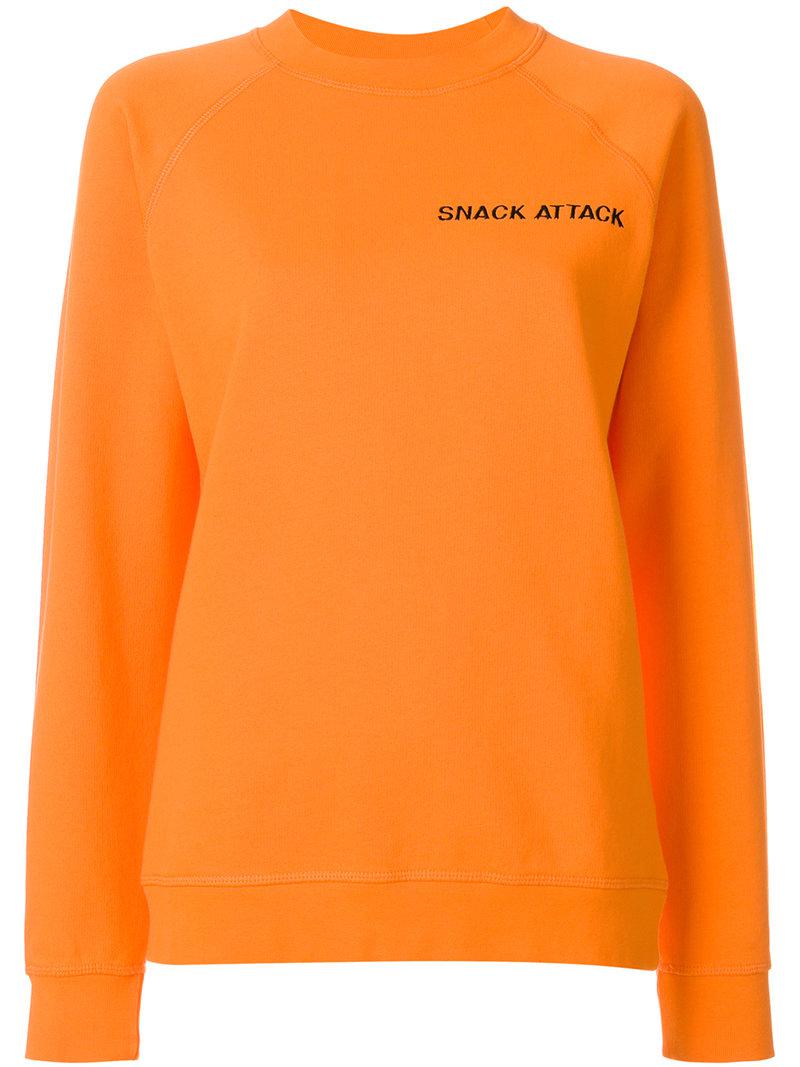 Ganni Cotton Snack Attack Sweatshirt in Yellow & Orange (Orange) - Lyst