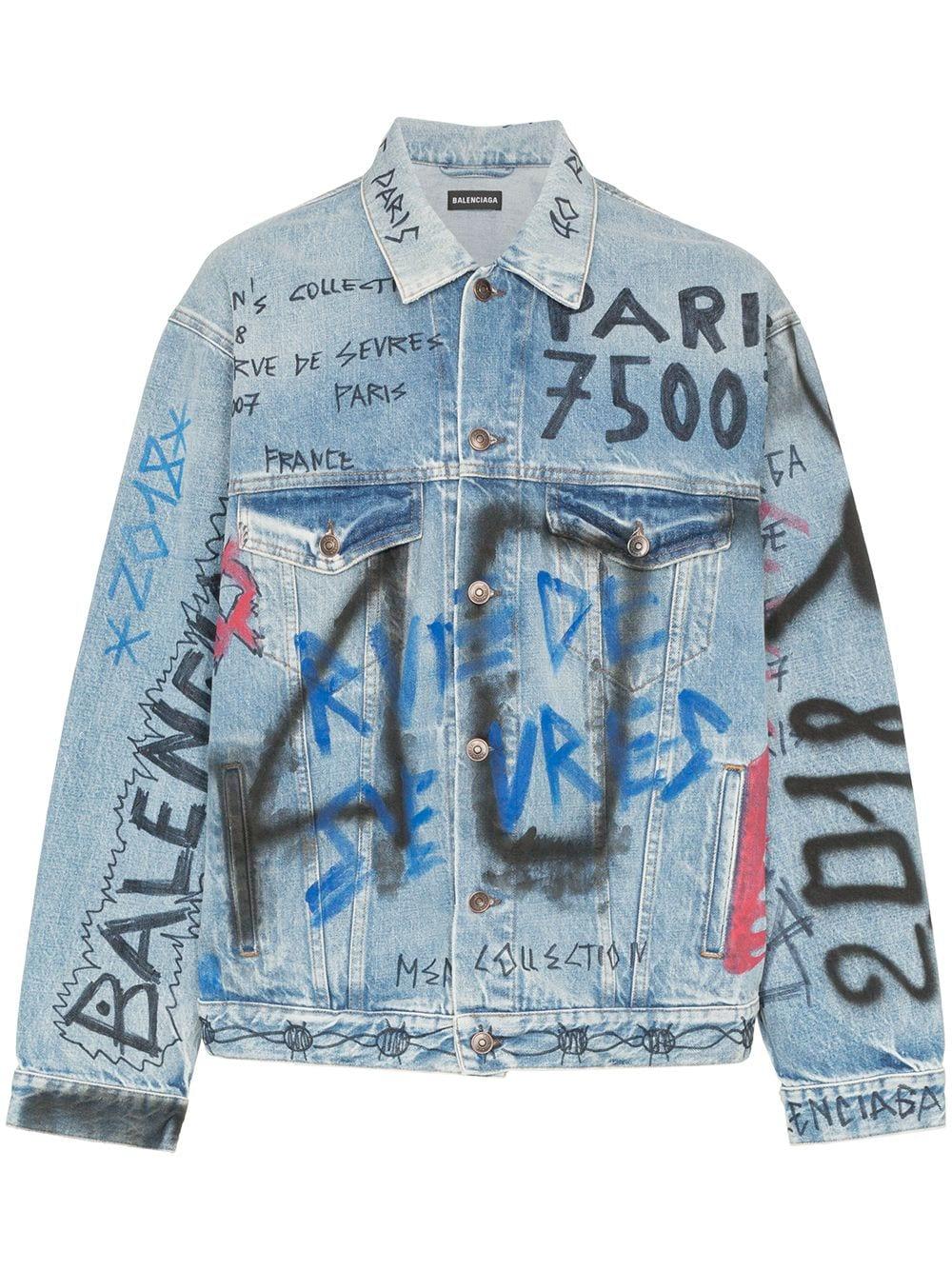 Balenciaga Denim 'Graffiti' Jeansjacke in Blau für Herren | Lyst DE