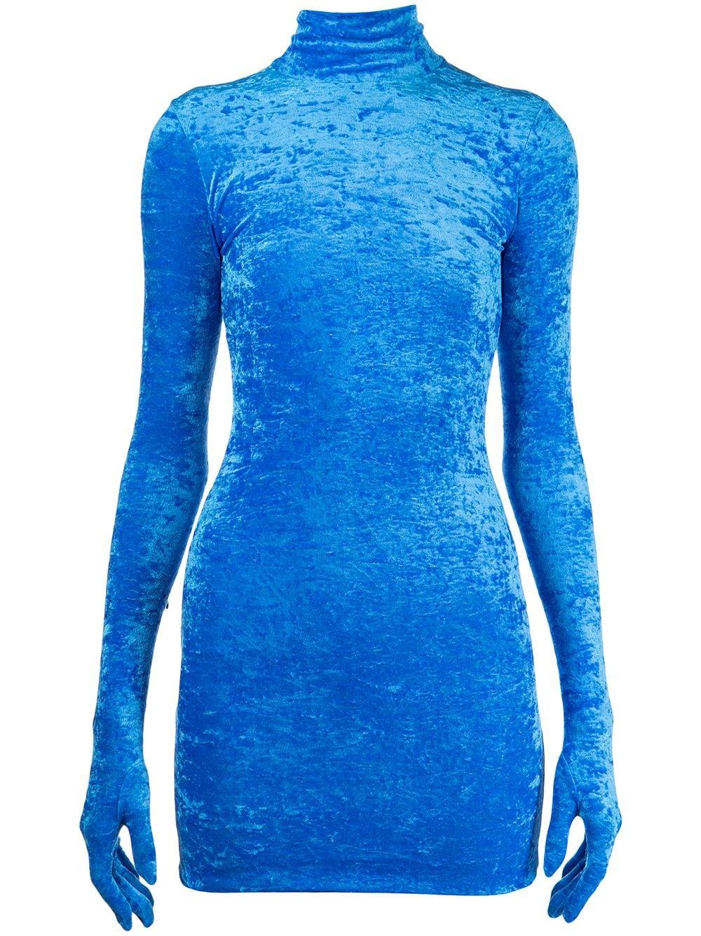 Balenciaga blue velvet dress best sale