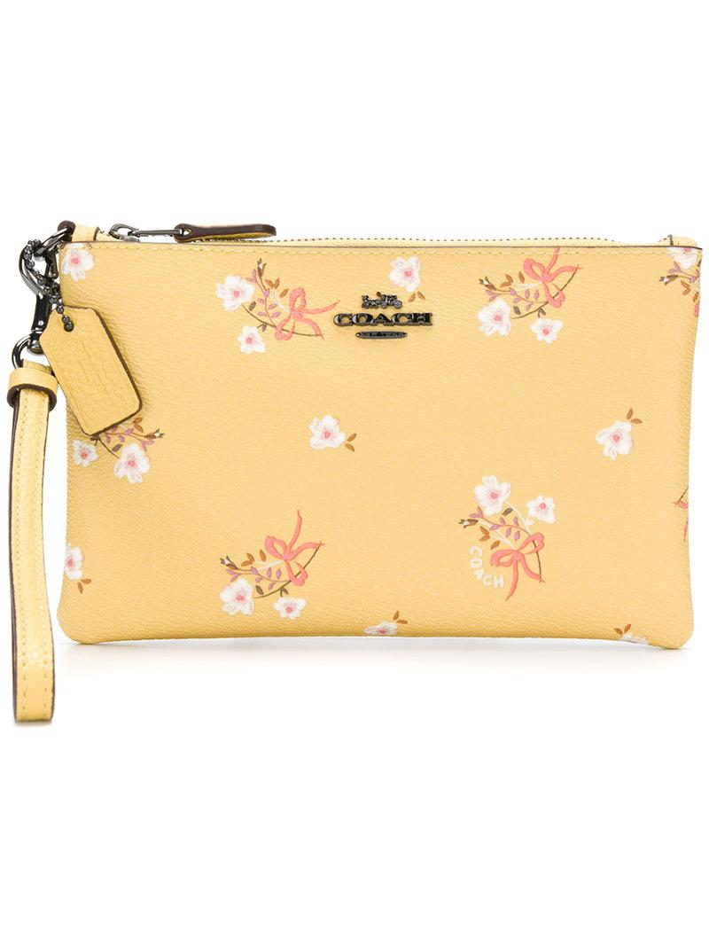 COACH Floral Print Purse in Yellow | Lyst