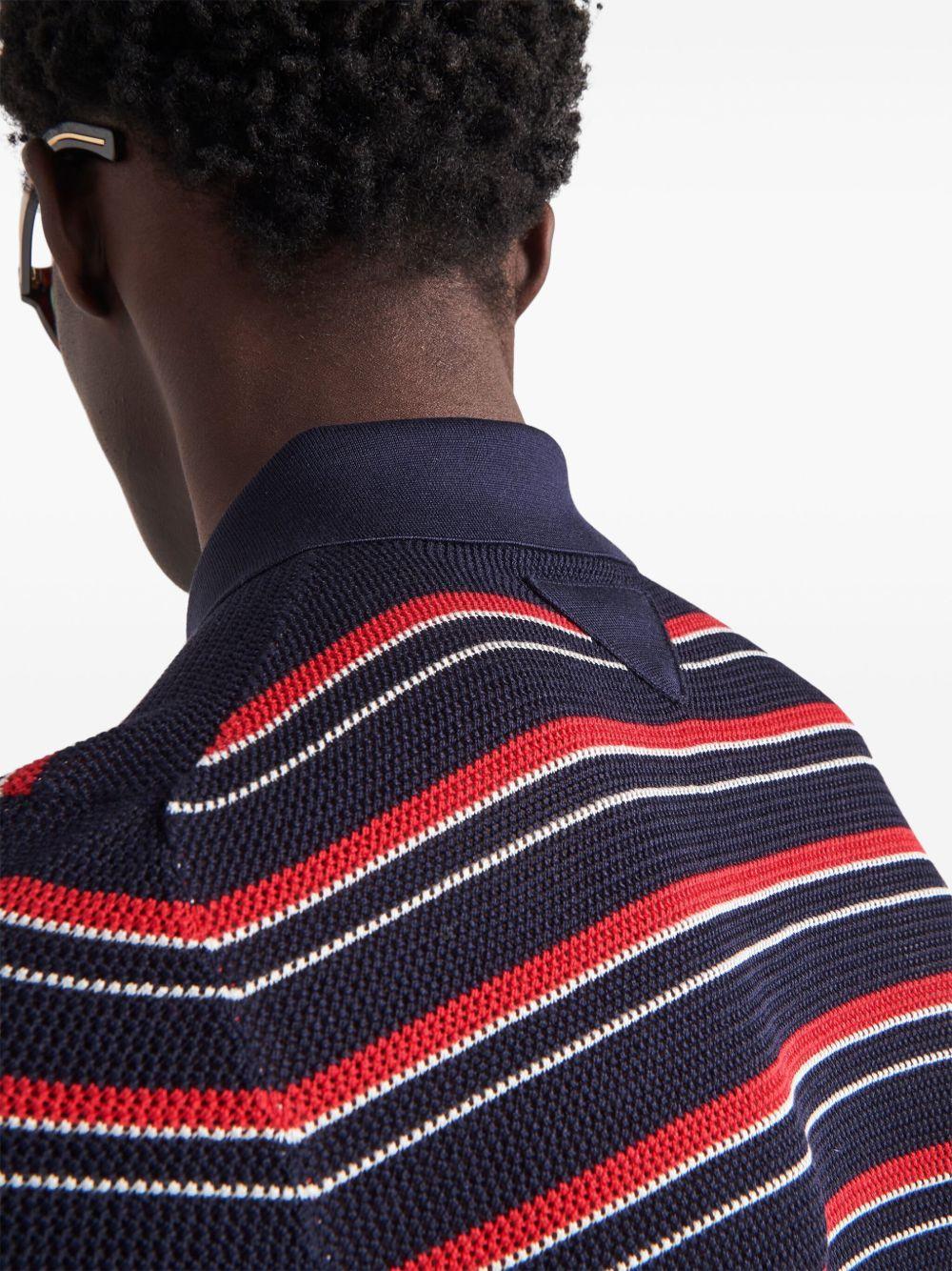 Prada Silk Striped Polo Shirt in Blue for Men | Lyst