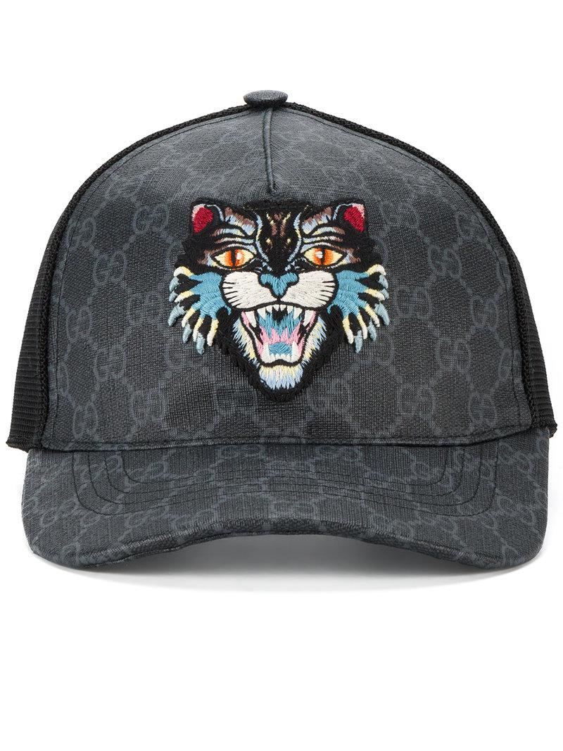 Gucci Gg Supreme Angry Cat Baseball Cap in Black for Men | Lyst