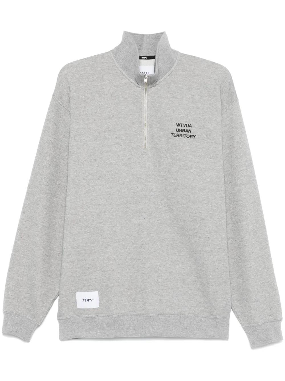 68●WTAPS DESIGN CREW NECK 02 TS1001-2 WTAPS - Logo-Embroidered Appliquéd Cotton-Jersey Half-Zip