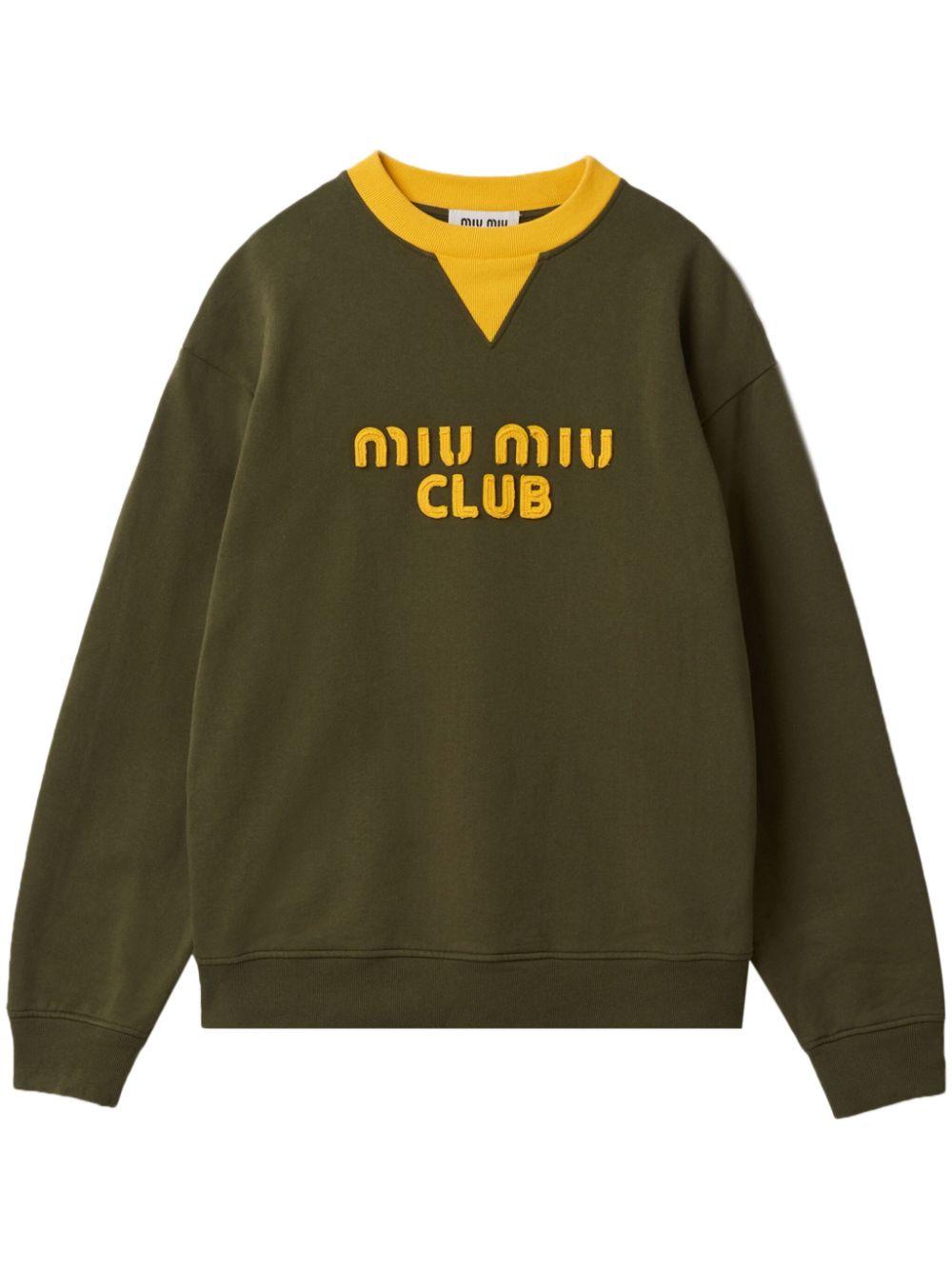 新しい季節 Miu Miu Logo Lyst | Green in Sweatshirt Embroidered トップス