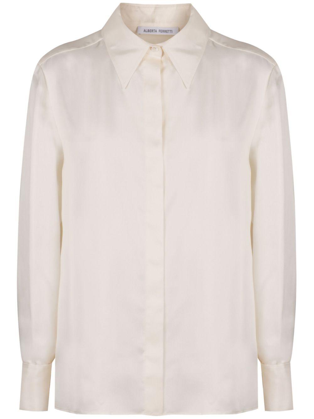 Alberta Ferretti レディース ホワイト シルクシャツ トップス