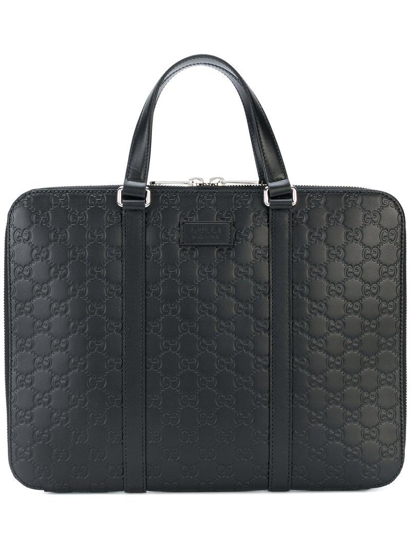 Gucci Signature Laptop Bag in Black for Men | Lyst