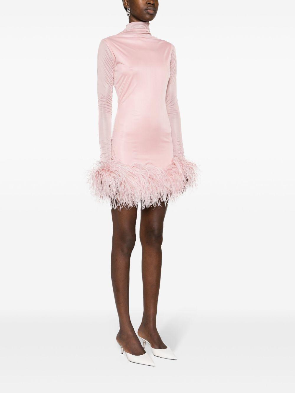 16 arlington pink feather dress 16Arlington Davis Tie-Neck Feather Dress in Pink