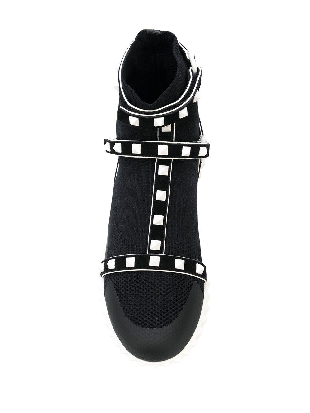 Valentino Leer Sok Sneakers in het Zwart - Lyst