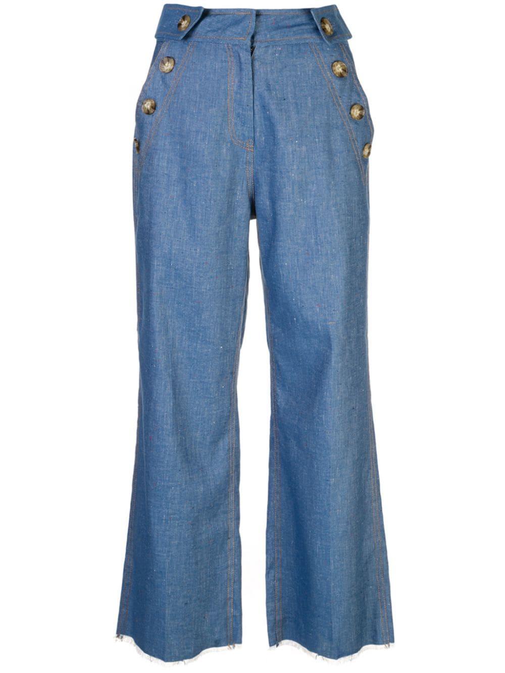10 Crosby Derek Lam Denim Button Pocket Cropped Jeans in Blue - Lyst
