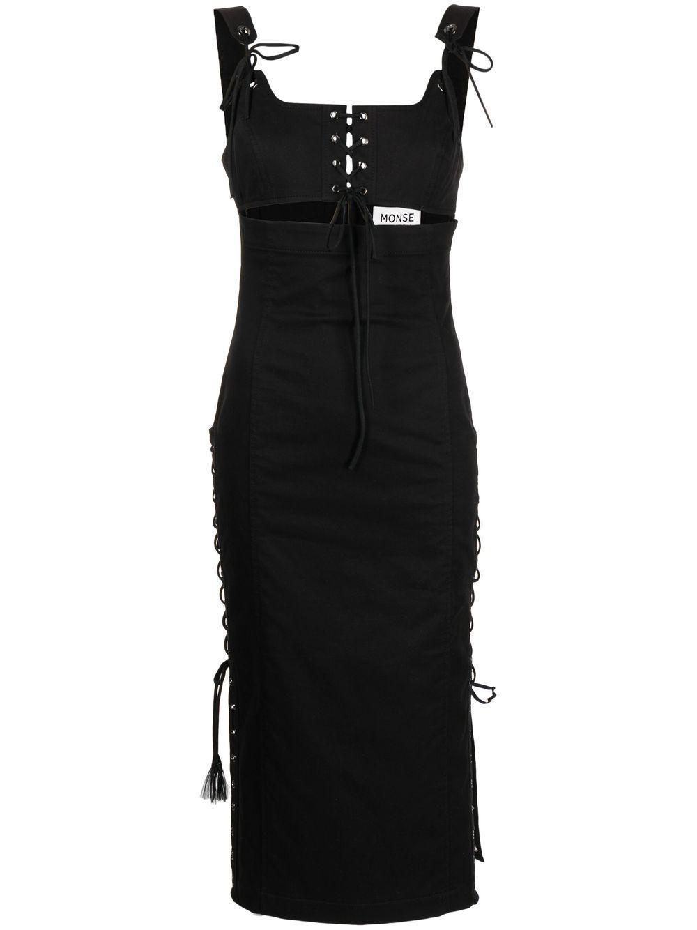 Monse Cut-out Lace-up Midi Dress in Black | Lyst