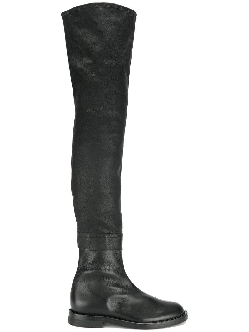 Ann Demeulemeester Leather Thigh-high Boots in Black - Lyst