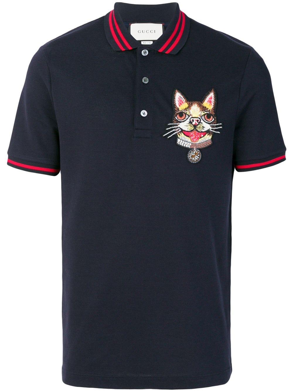 Gucci Cotton Dog Patch Polo Shirt in Blue for Men - Lyst