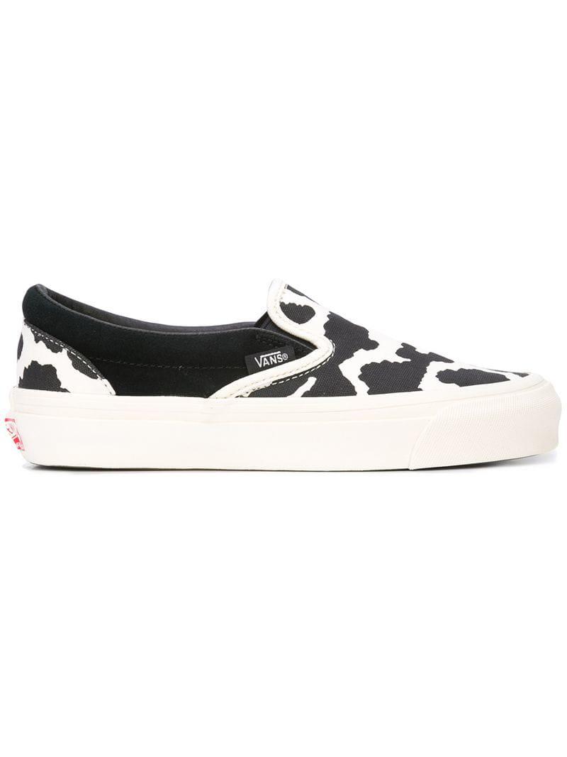 cow print vans slip on
