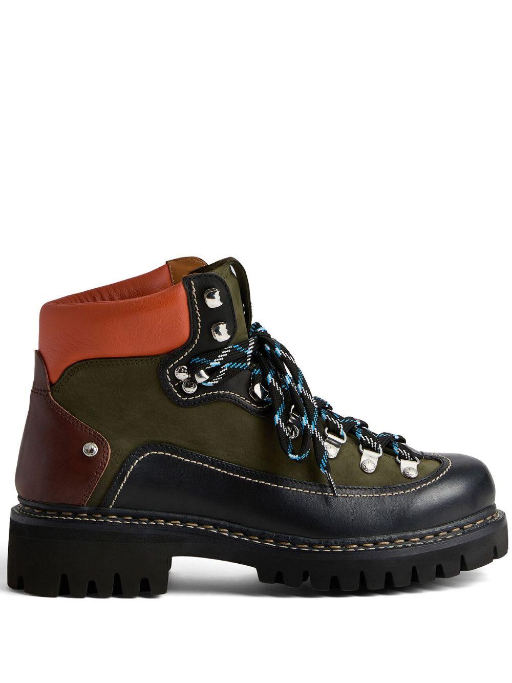 DSquared² Panelled Leather Hiking Boots in Black for Men | Lyst