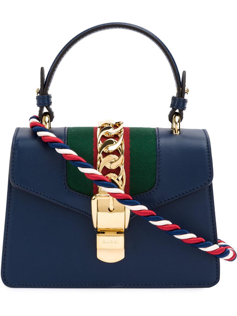 Gucci Sylvie Small Shoulder Bag in Blue | Lyst