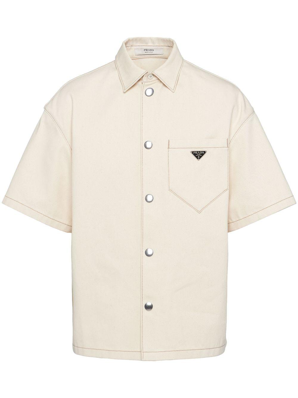 Prada Oversized Denim Shirt in White for Men | Lyst