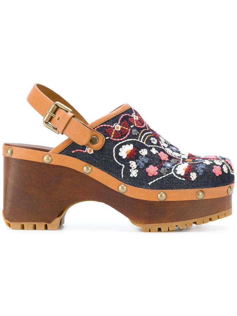 embroidered clogs