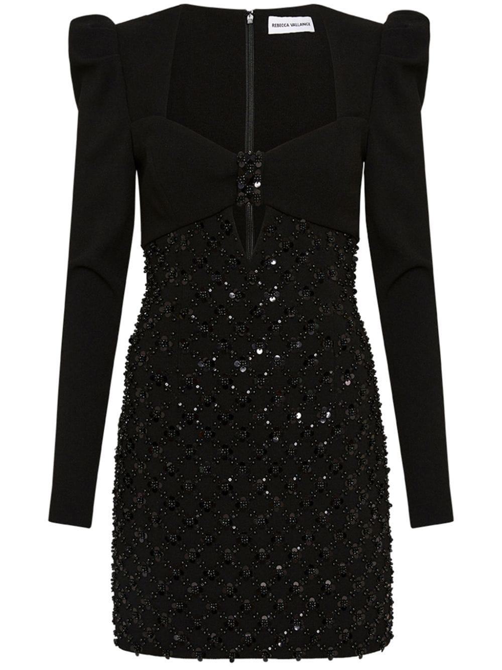 Rebecca Vallance Marie Sequin-embellished Minidress in Black | Lyst