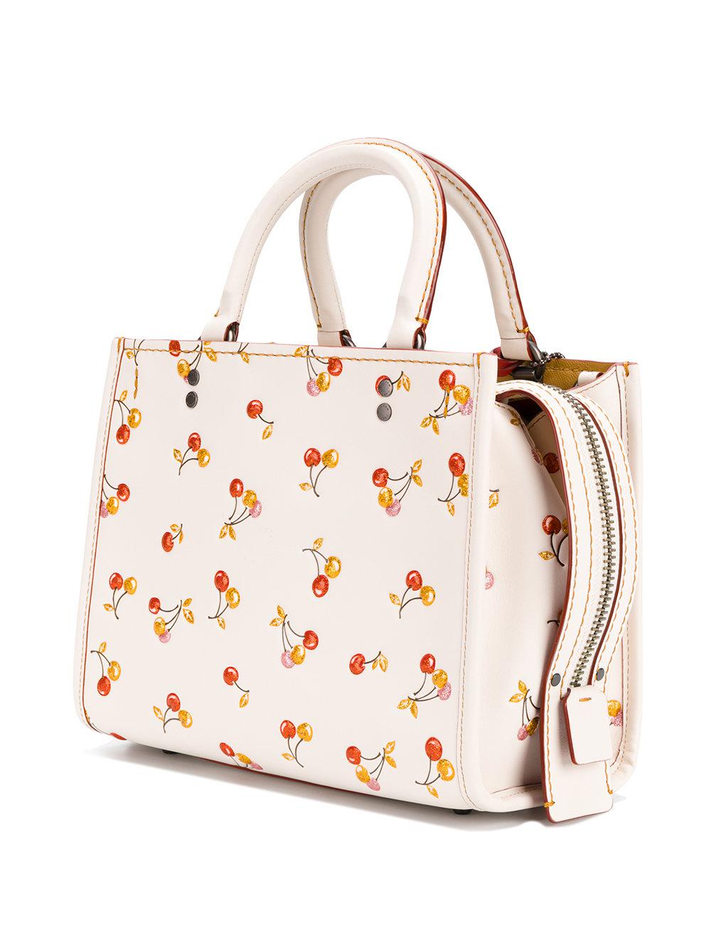 Lyst Coach Cherries Print Shoulder Bag in White