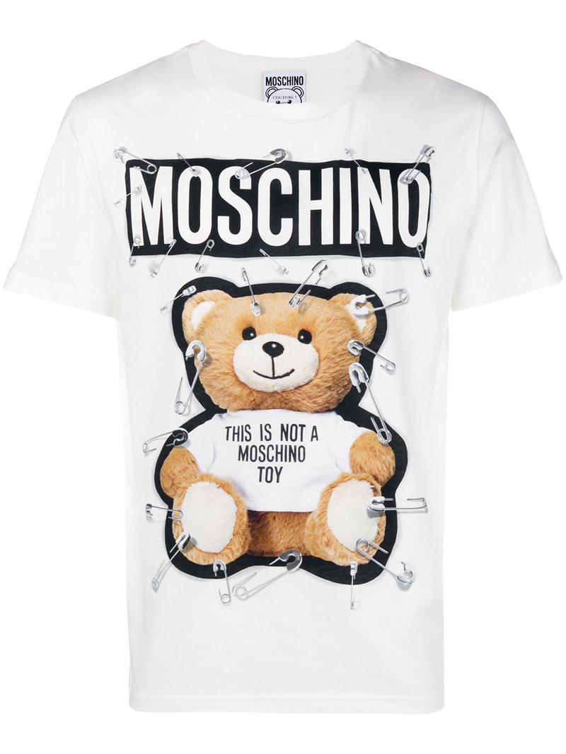 Camiseta con de oso e imperdibles Moschino de hombre de color Blanco | Lyst