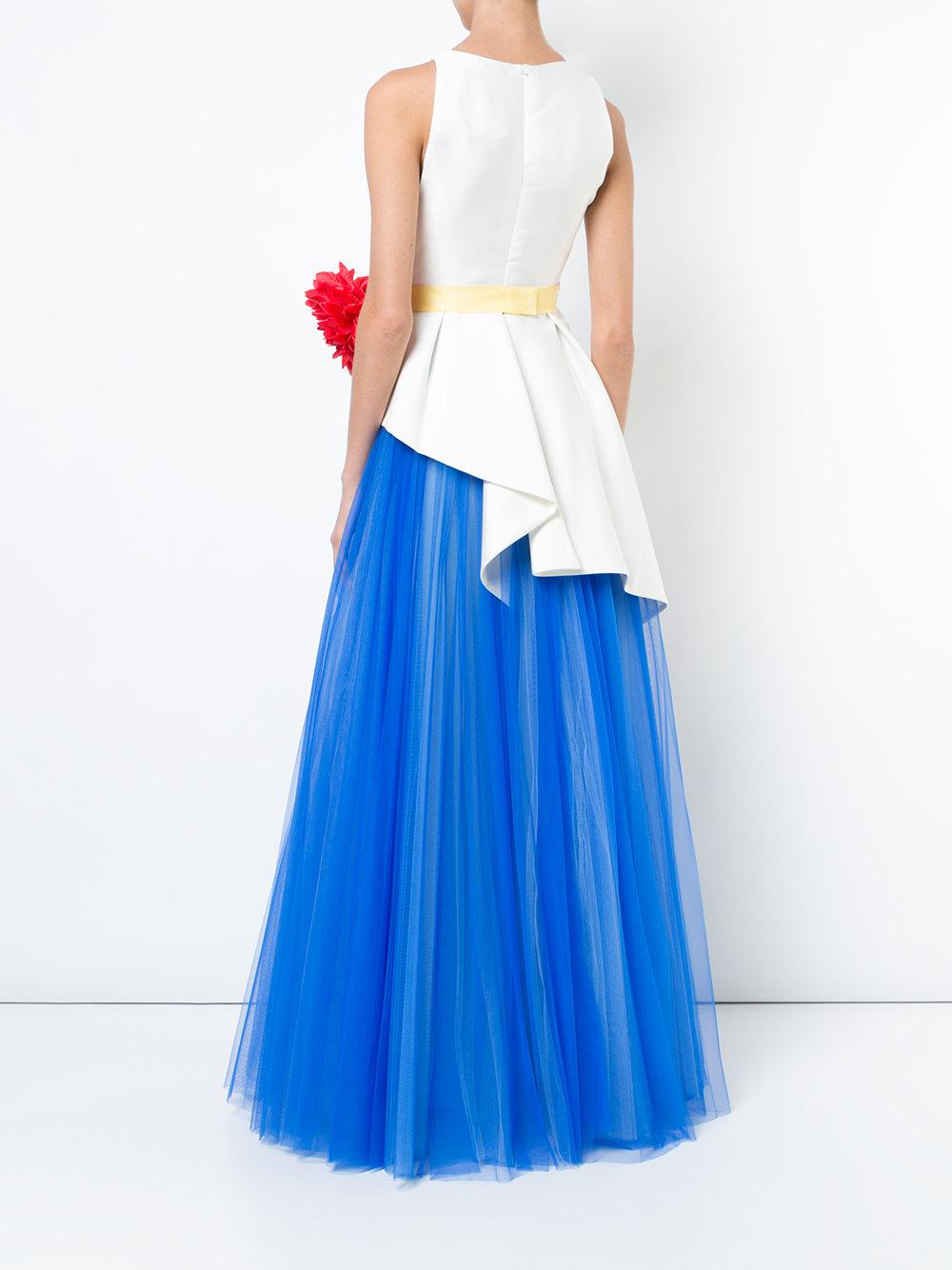 high low mikado gown with asymmetrical detail