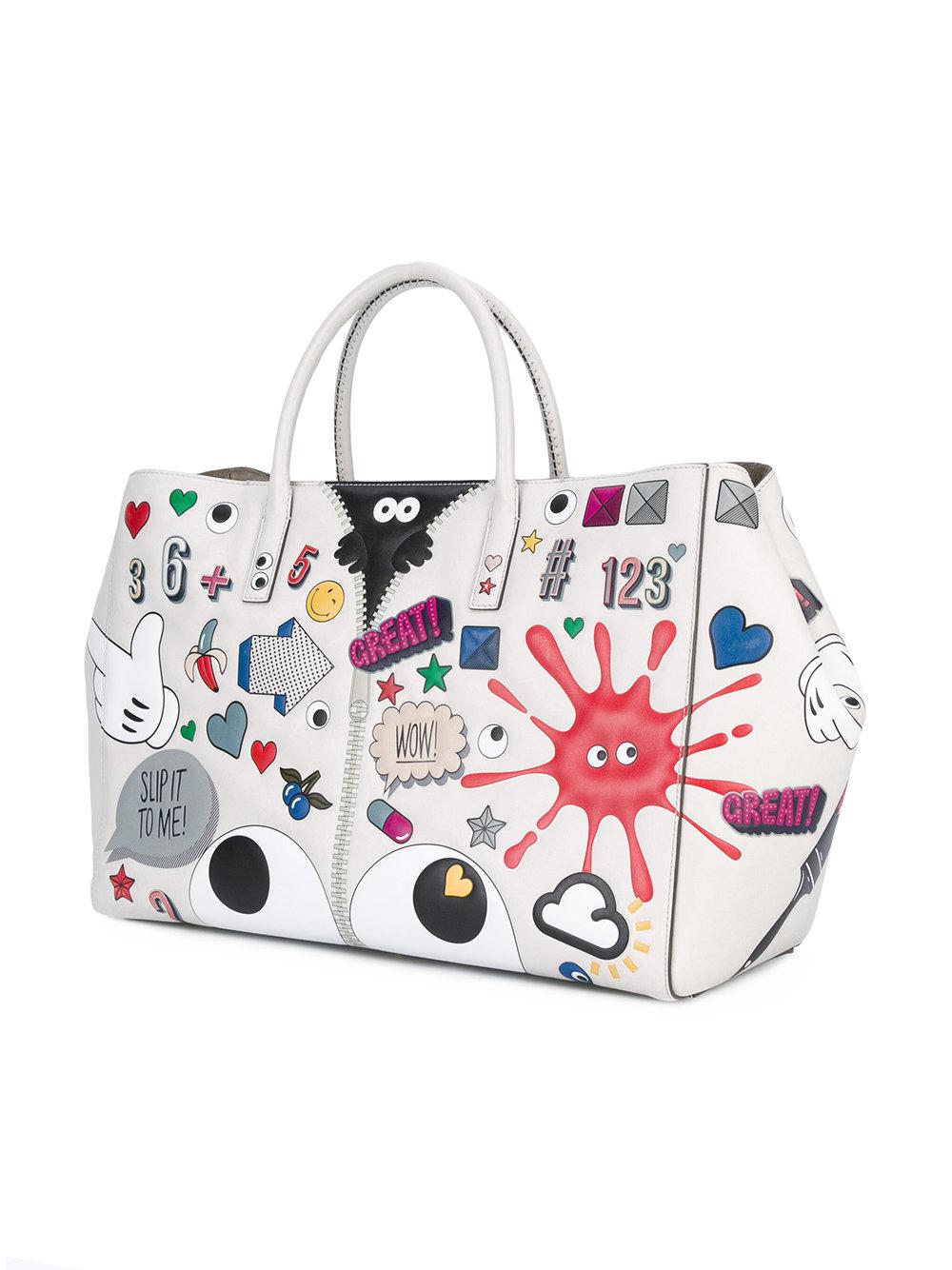 Anya Hindmarch Leather Sticker Tote Bag in White Lyst