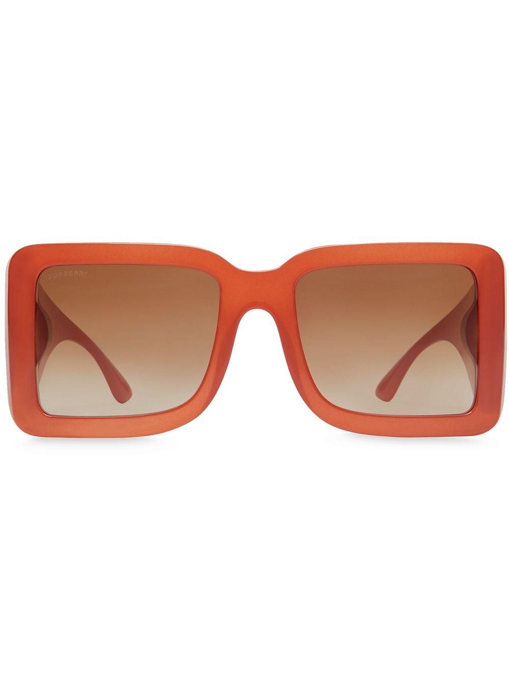 Burberry B Motif Square Frame Sunglasses in Orange | Lyst