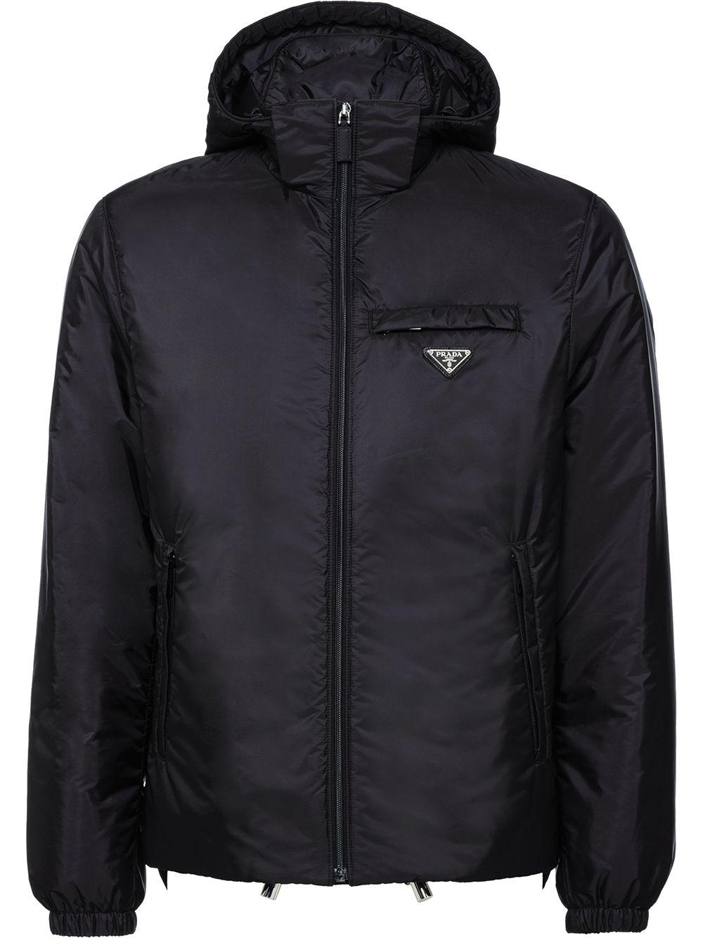 Prada Synthetic Hooded Puffer Jacket in Black for Men - Lyst