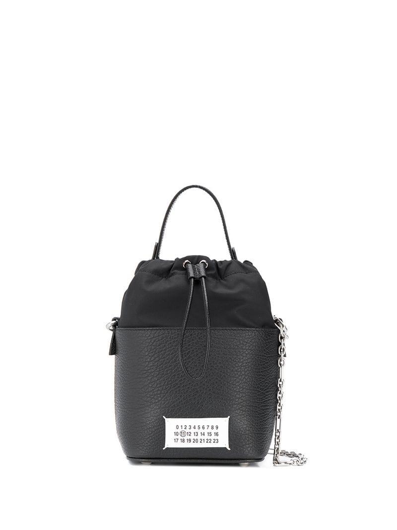 Maison Margiela Textured Leather Bucket Bag in Black - Lyst