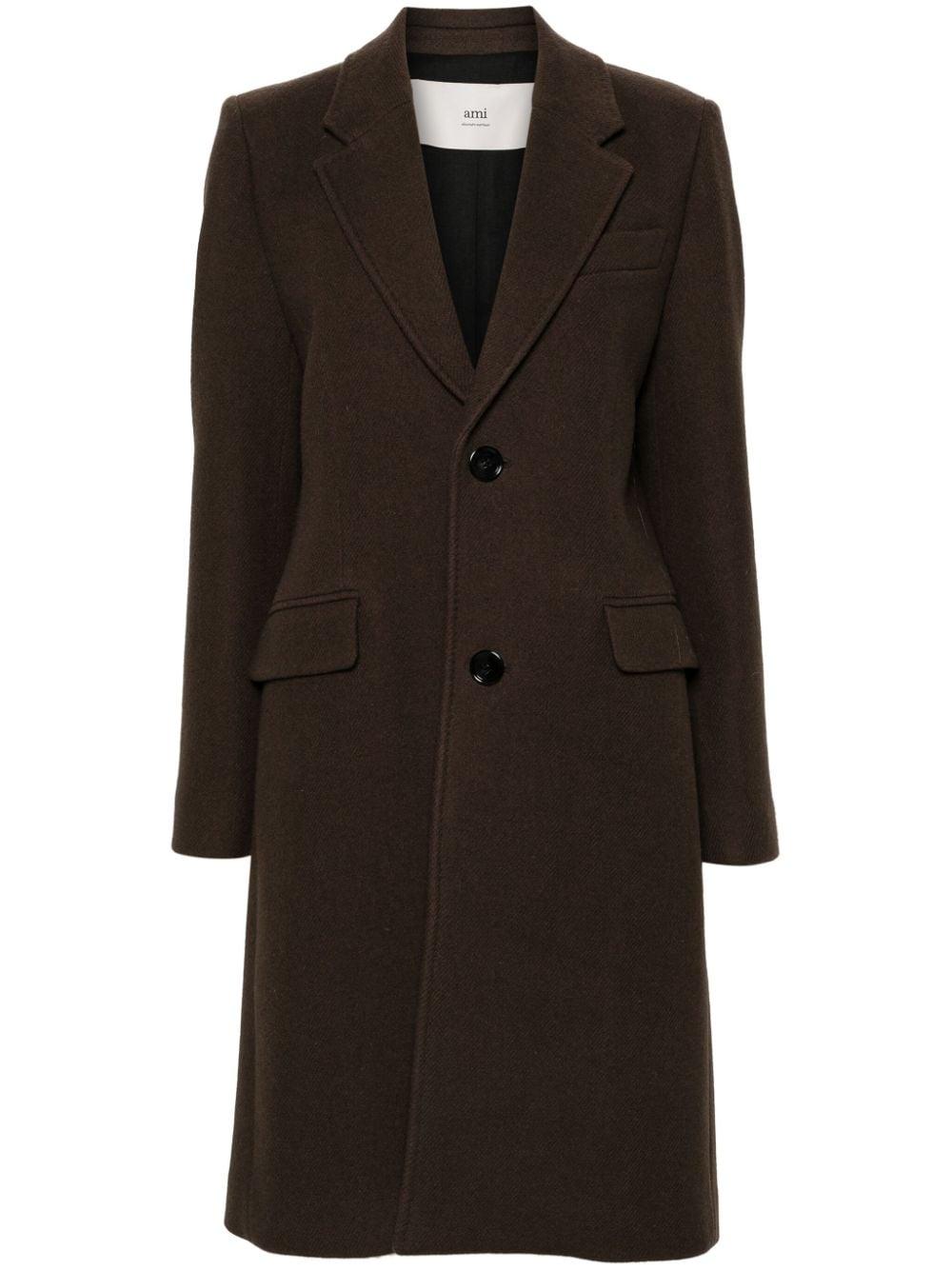 Ami Paris Virgin Wool Coat in Black Lyst