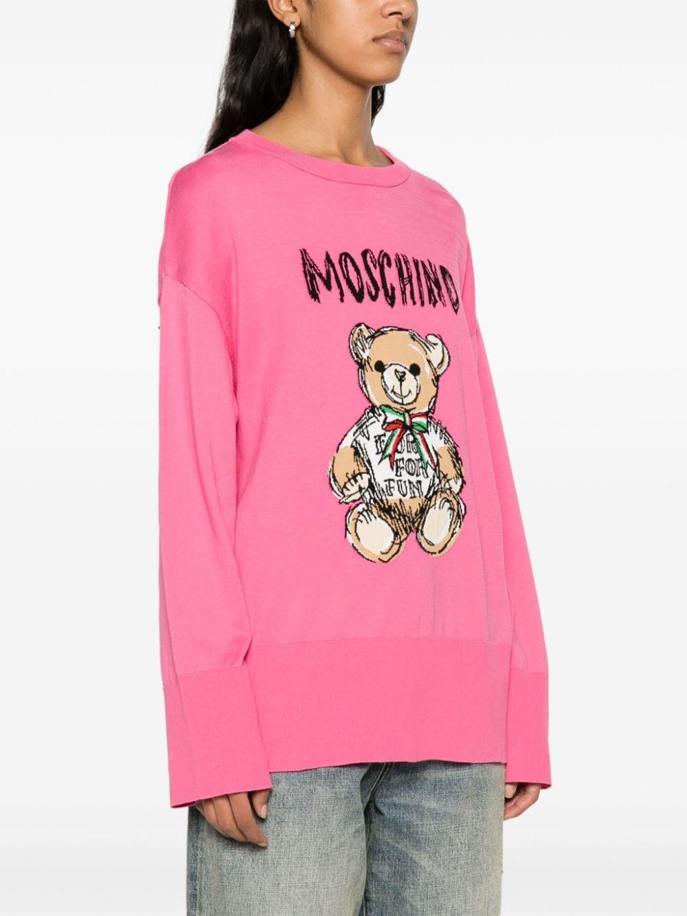 Moschino Teddy Bear Intarsia Knit Jumper in Pink Lyst