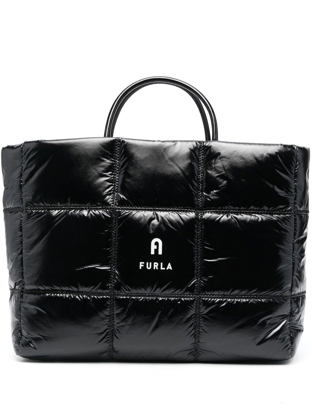 Bolso acolchado con logo Furla de color Negro | Lyst