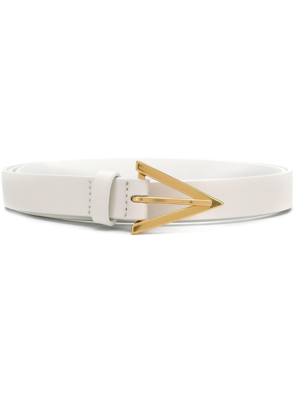 Bottega Veneta Leather Triangle Buckle Belt in White - Lyst