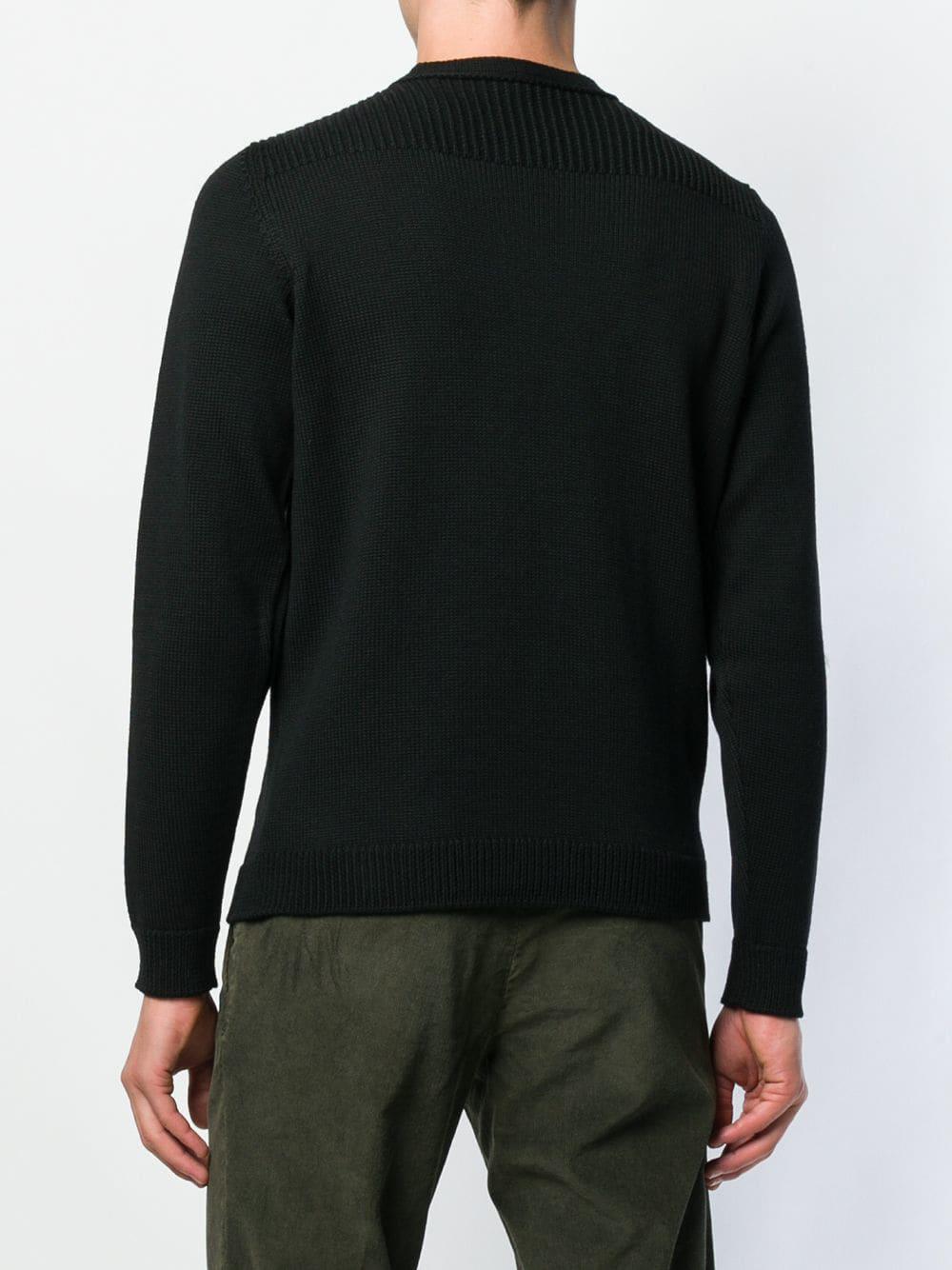 Zanone Ribbed Round Neck Sweater in Black for Men - Lyst