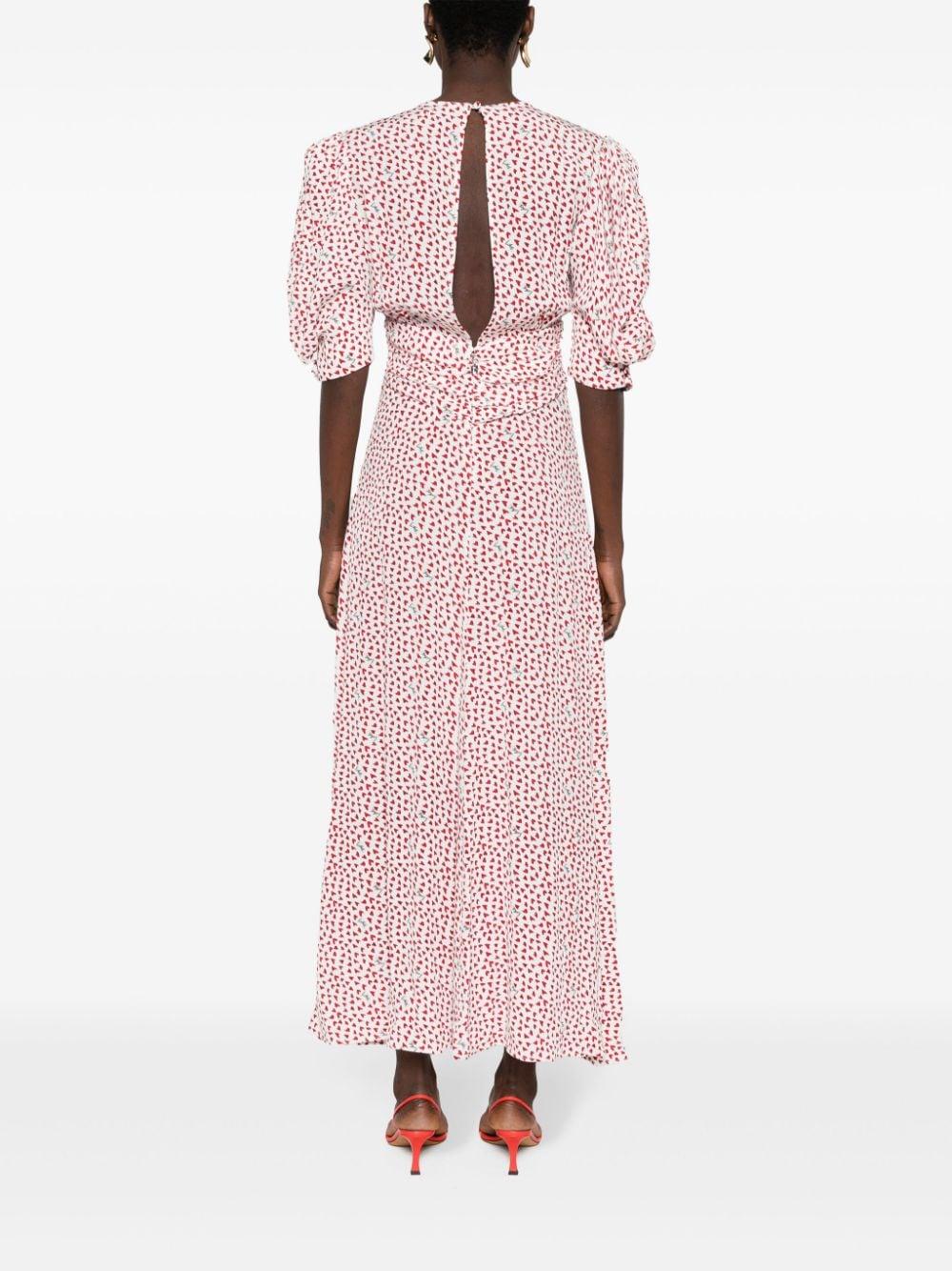 rotate women's printed maxi flowy dress Rotate Birger Christensen Printed Flowy Maxi Dress In Bianco