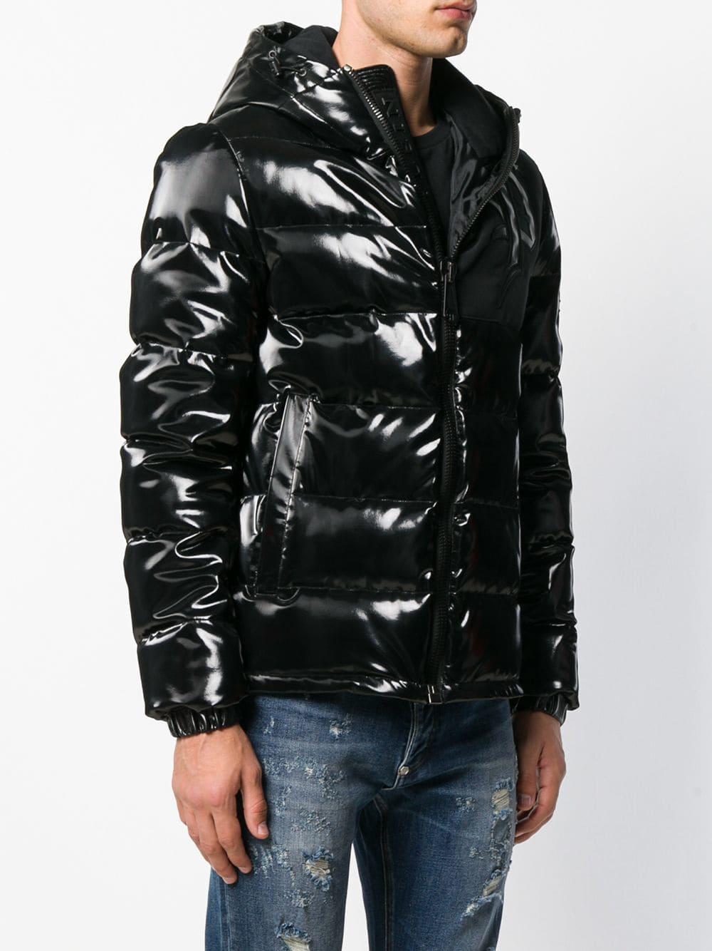 Philipp Plein Vinyl Padded Jacket in Black for Men - Lyst