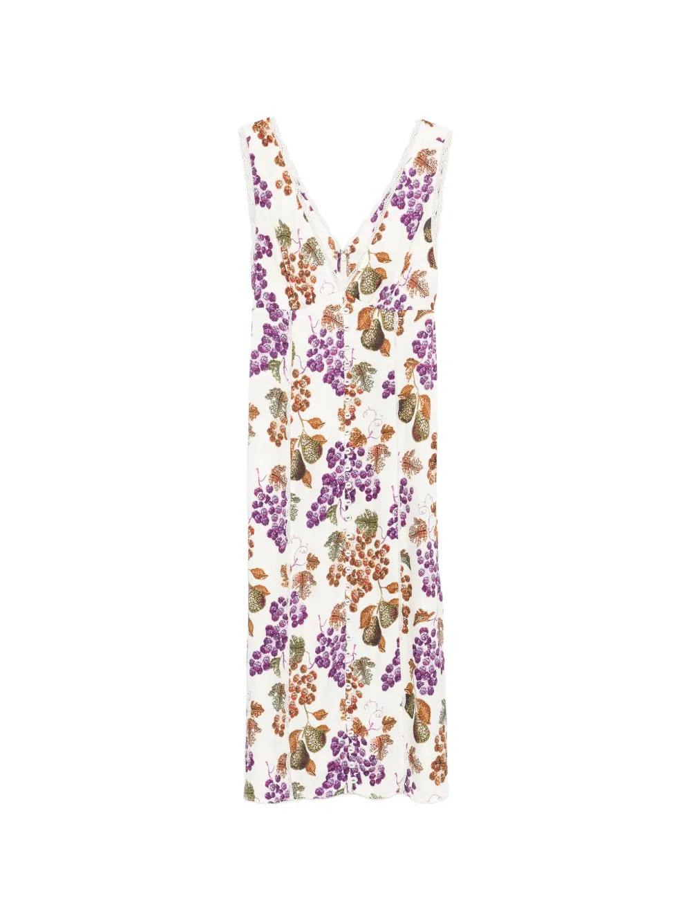 farm rio floral v-neck sleeveless linen maxi dress Farm Rio V-Neck Puff-Sleeve Linen Maxi Dress