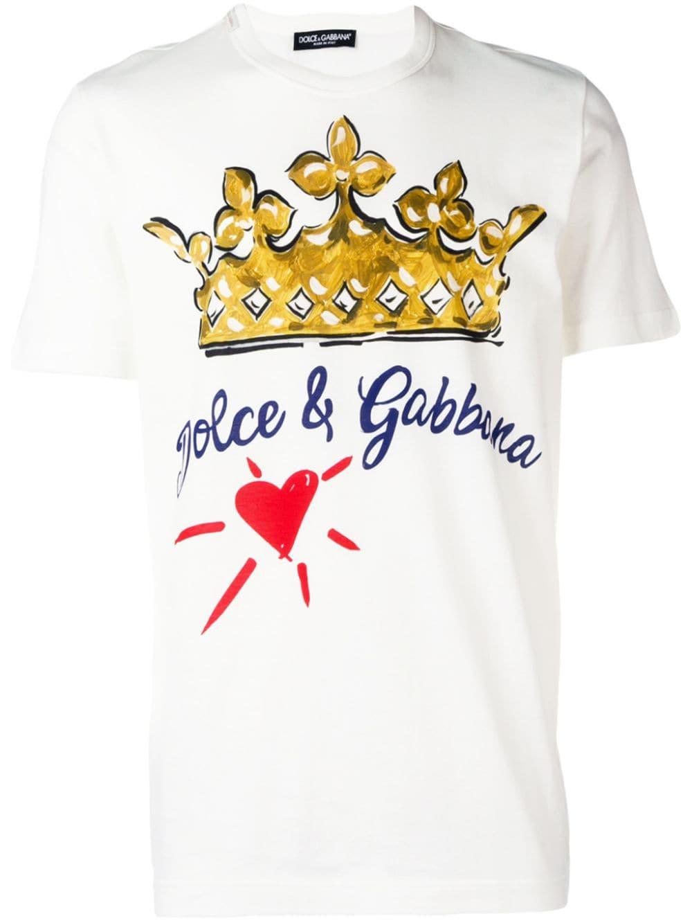 Dolce \u0026 Gabbana T-shirt Met Kroon En Hart Print in het Wit voor heren - Lyst