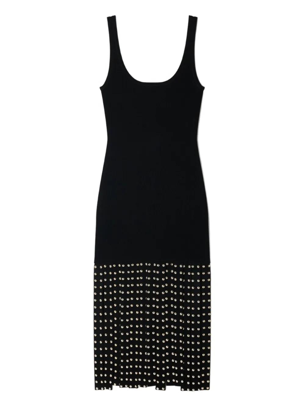 knee length dresses for ladies SANDRO ELINE KNIT MIDI DRESS - BLACK