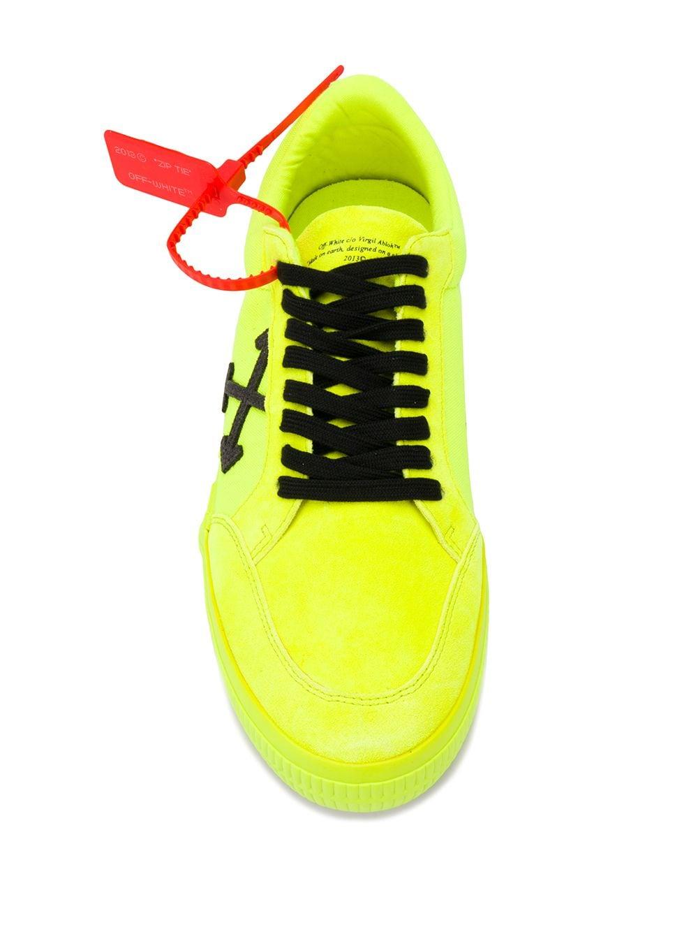 Off-White c/o Virgil Abloh Low Vulcanized Fluorescent Leather Sneakers in  Yellow for Men | Lyst