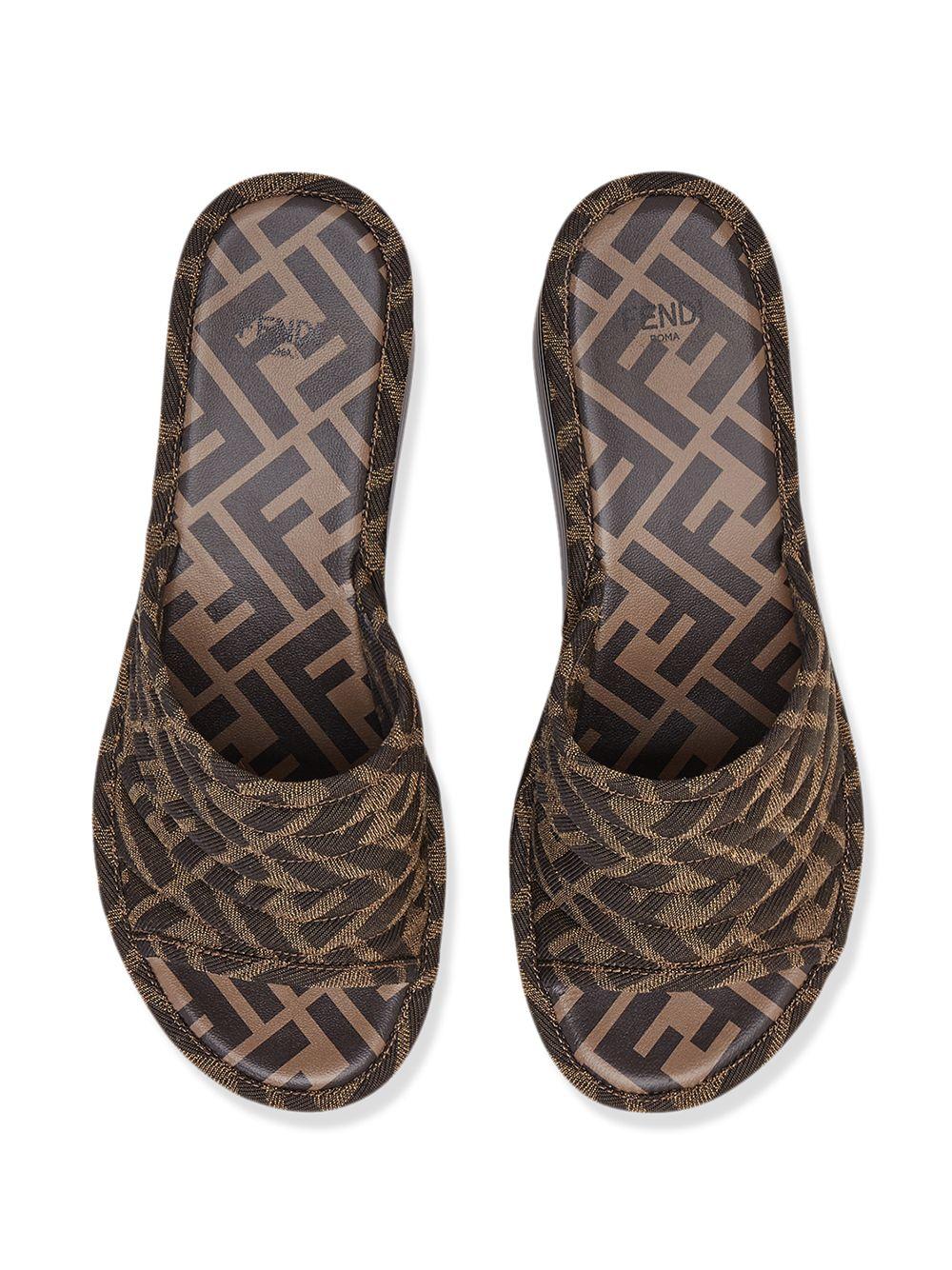 fendi promenade ff flat leather sandals