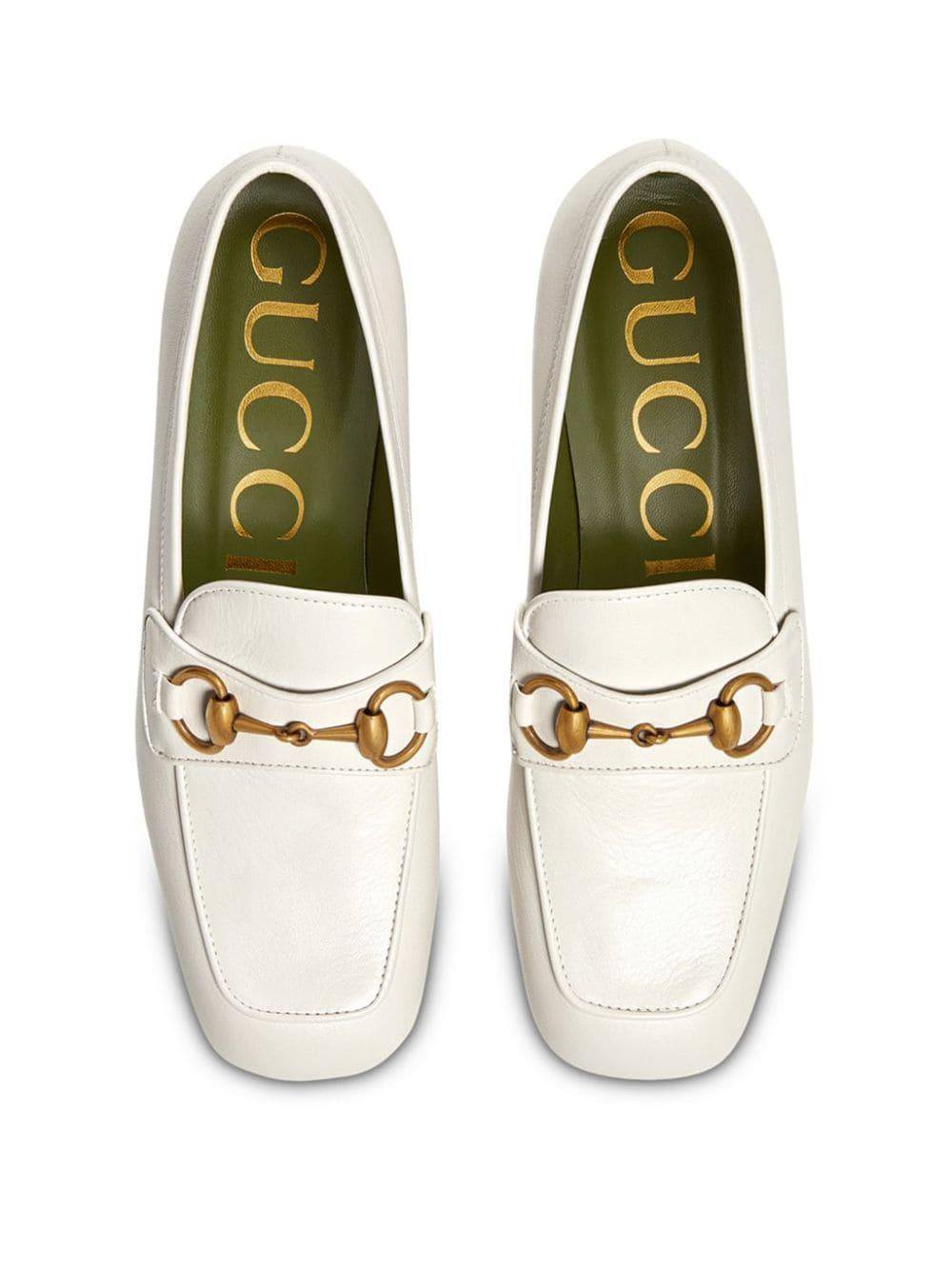white gucci loafer slides