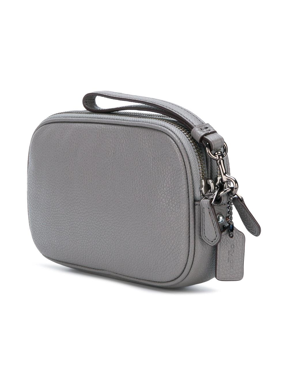 COACH Suede Crossbody Clutch Bag in Grey (Gray) - Lyst