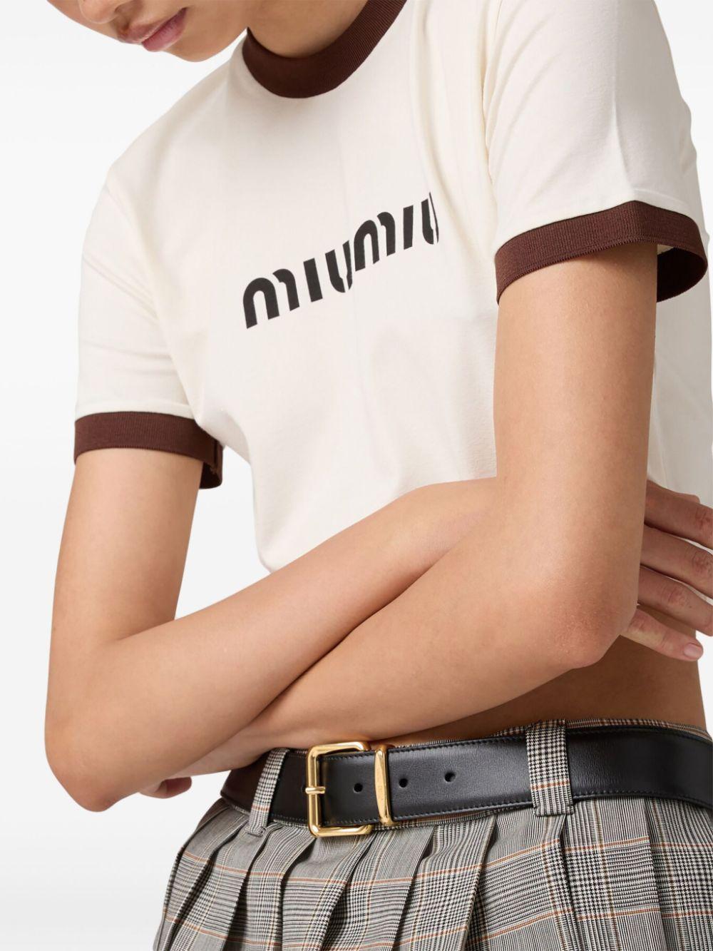 Tシャツ・カットソー Miu Miu Cropped Polo T-Shirt With Horizontal Stripes Crop shirt MIU MIU | Blondie Shop