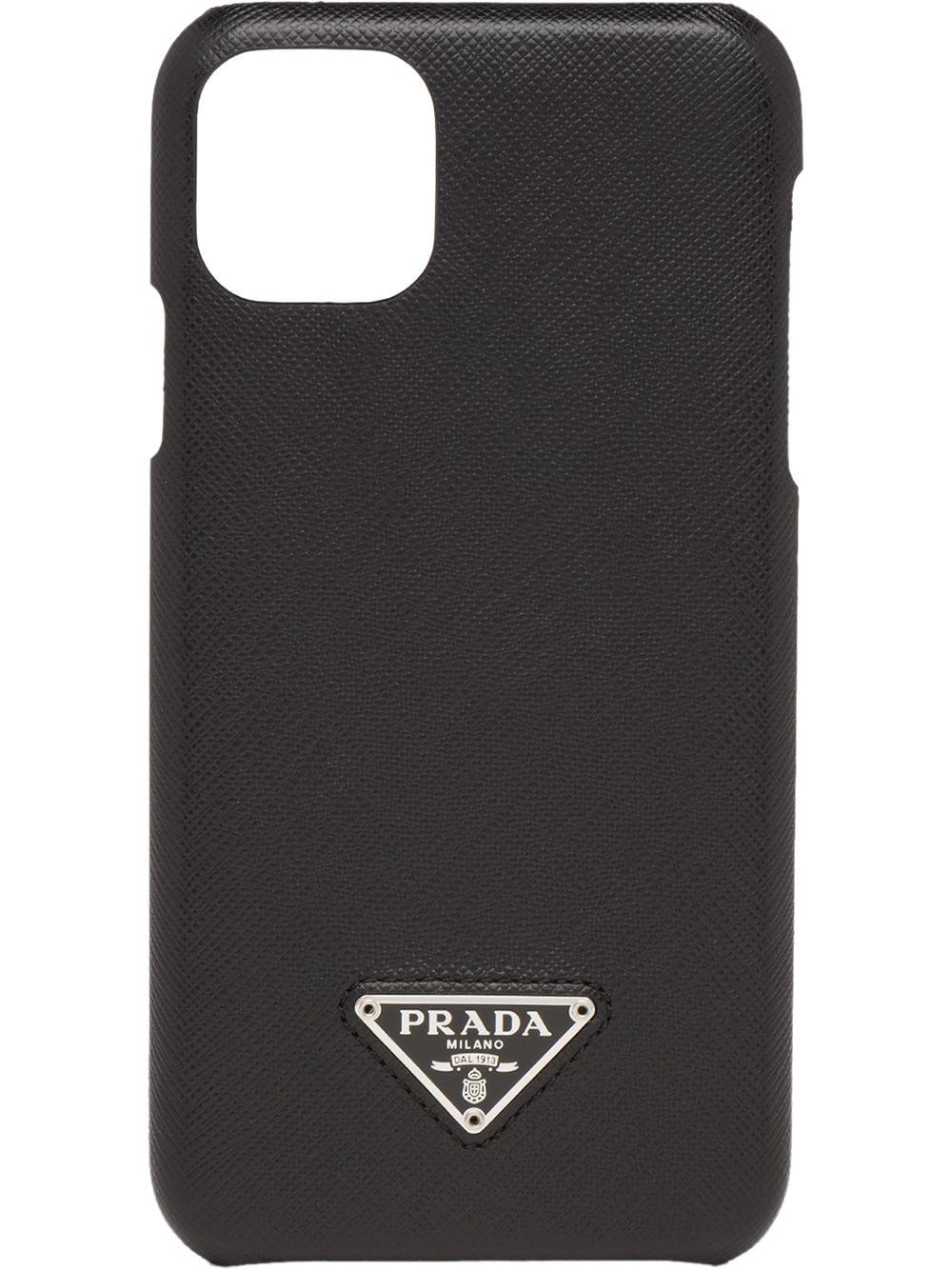 Prada Leather Logo Plaque Iphone 11 Pro Max Case in Black for Men Lyst